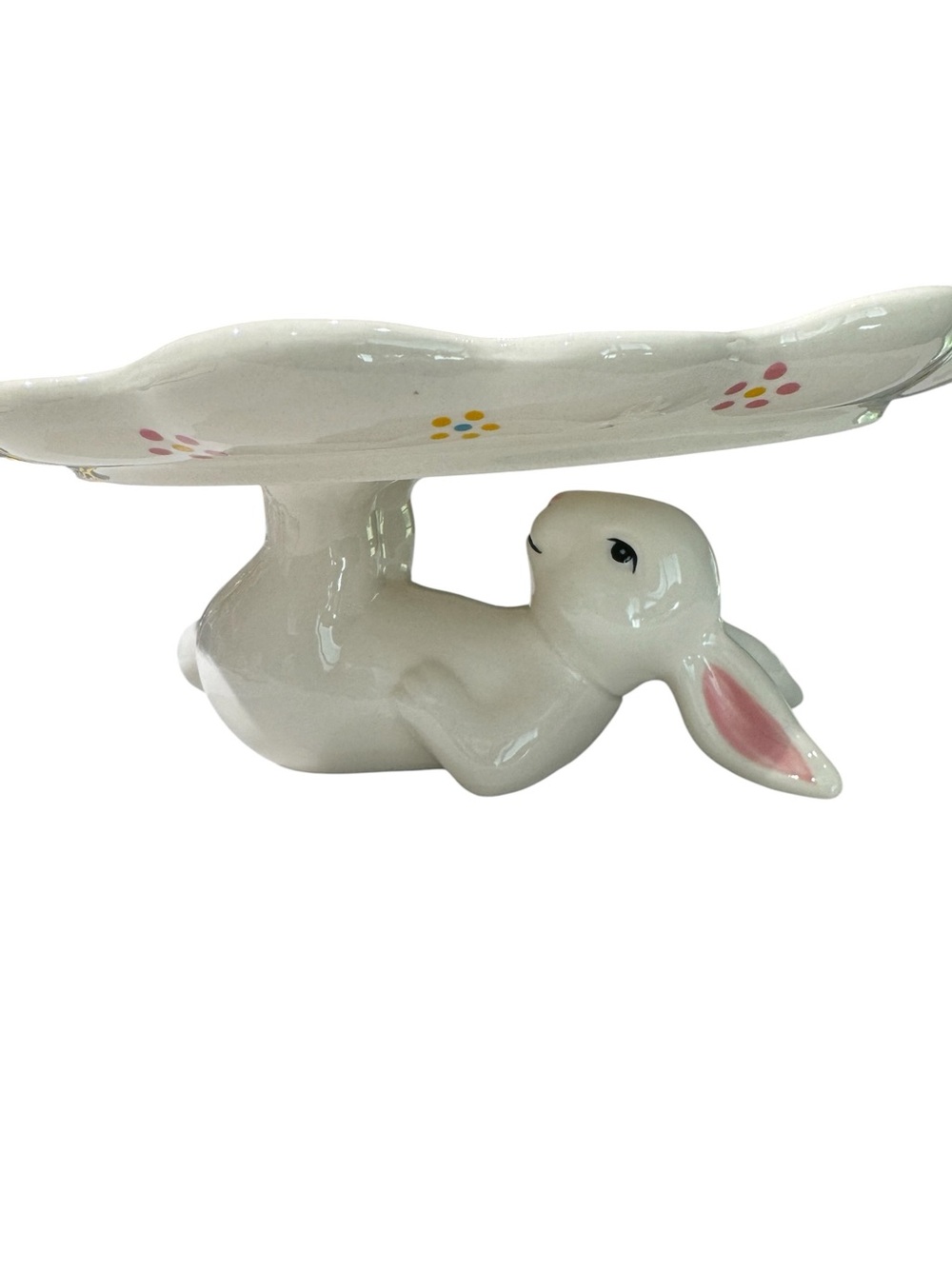 Temp-Tations Special Edition Egg Hunt Ceramic Bunny Cake Stand Plate - 10" - Picture 10 of 13